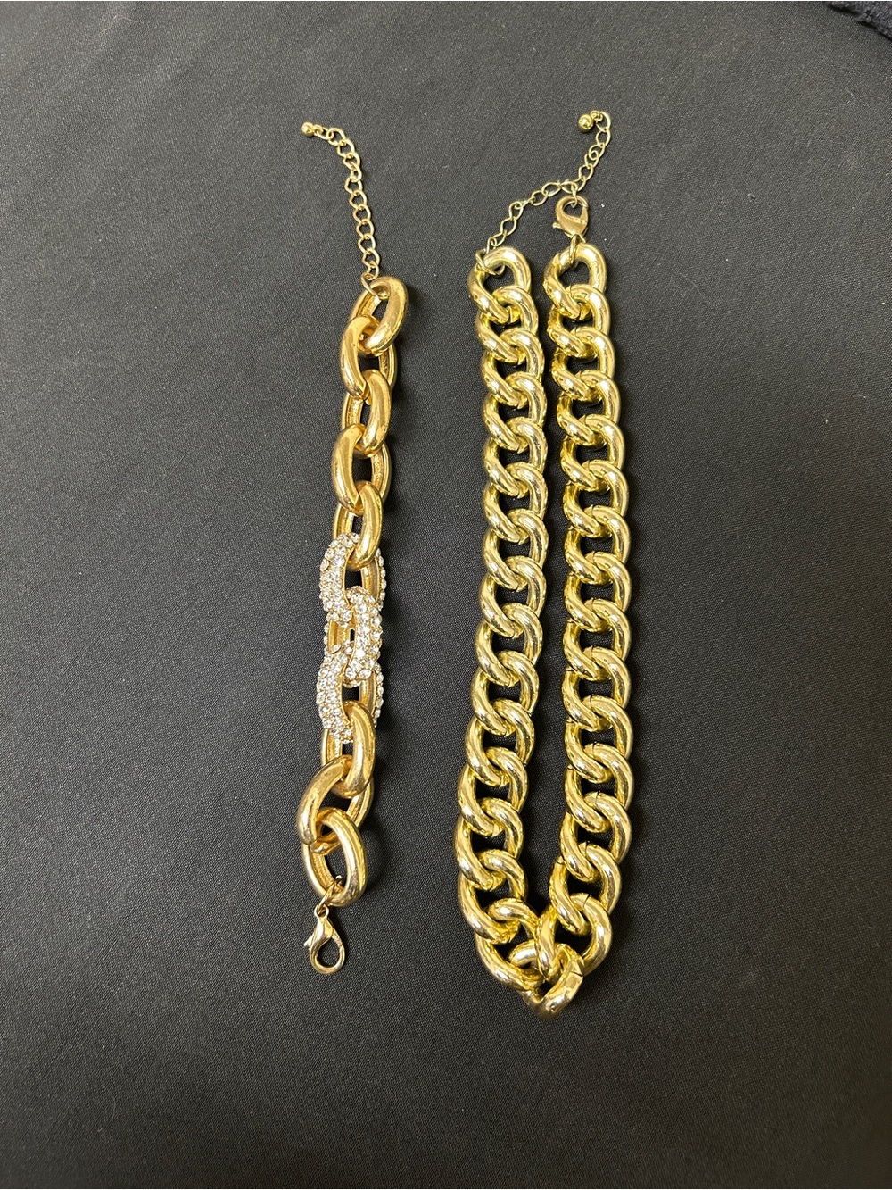 Gold Link Chain Necklace and Bracelet Set - Women's Fashion Jewelry